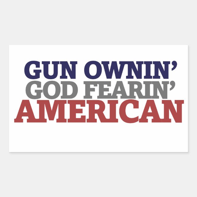 Sticker Rectangulaire Propriétaire d'armes à feu et AMERICAN (Devant)