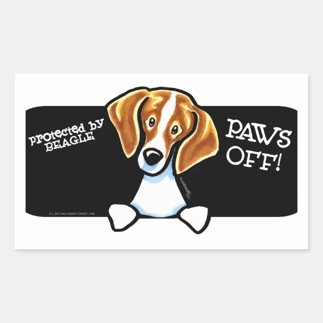 Sticker Rectangulaire Protégé par des pattes Beagles désactivées (Devant)