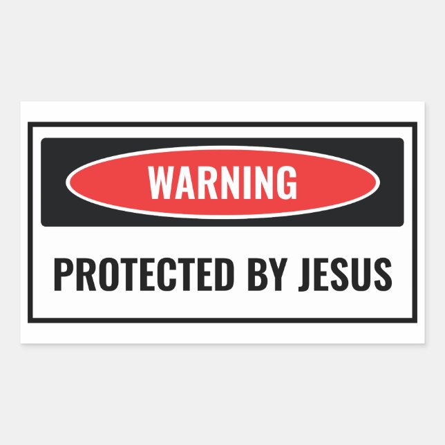 Sticker Rectangulaire Protégé par Jésus (Devant)