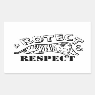 Sticker Rectangulaire Protéger et respecter le tigre sauvage