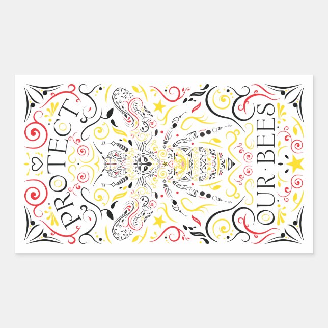 Sticker Rectangulaire protéger nos abeilles (Devant)