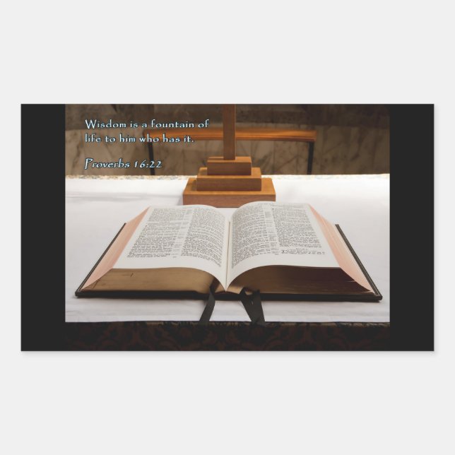 Sticker Rectangulaire Proverbes 16:22 Bible (Devant)
