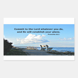 Sticker Rectangulaire Proverbes 16:3 Commettez au Seigneur tout ce que v