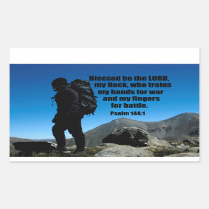 Sticker Rectangulaire Psaume 144:1 Béni soit le Seigneur mon rocher qui