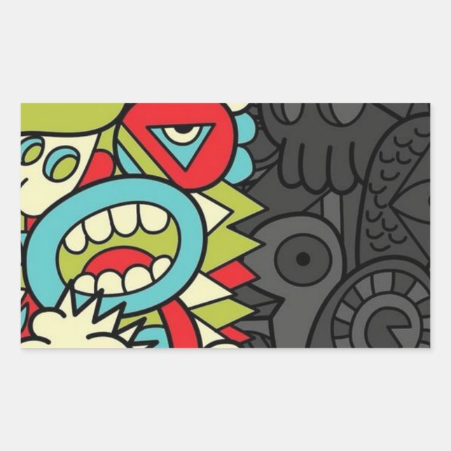 Sticker Rectangulaire Psychedelic Patterns (Devant)