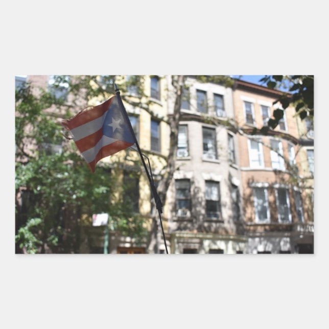Sticker Rectangulaire Puerto Rican Pride New York City Brownstones Photo (Devant)