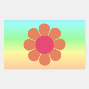 Sticker Rectangulaire Puissance des fleurs des années 70