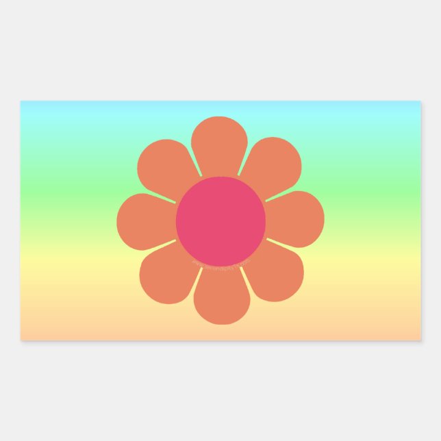 Sticker Rectangulaire Puissance des fleurs des années 70 (Devant)