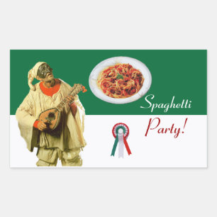 Sticker Rectangulaire PULCINELLA ITALIAN KITCHEN PARTI rouge blanc noir