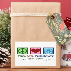 Sticker Rectangulaire Pulmonologue personnalisable Peace Love