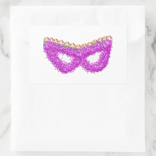 Sticker Rectangulaire Purim masque de la reine Esther en pierre précieus