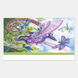 Sticker Rectangulaire Purple Dragon Dragonfly spring artwork