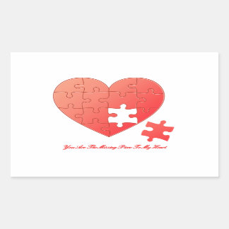 Sticker Rectangulaire Puzzle Coeur avec pièce manquante