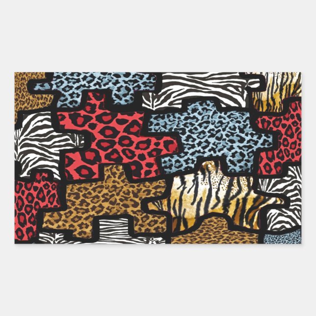 Sticker Rectangulaire Puzzle Rockabilly Impression Animale RAB (Devant)