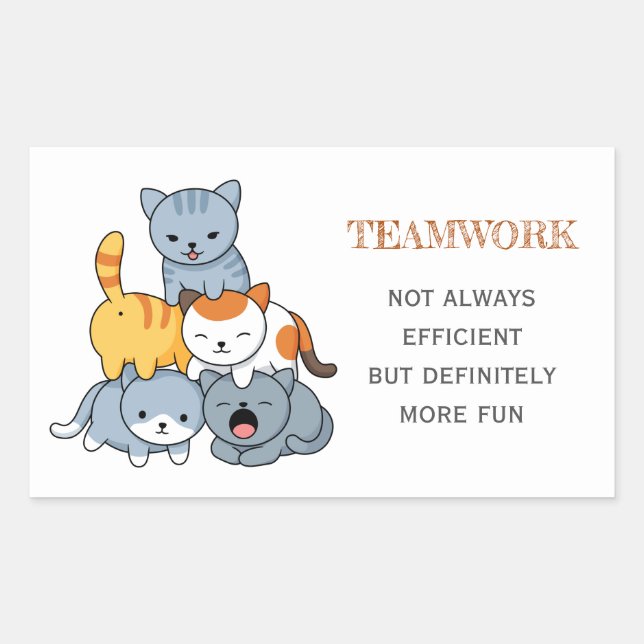 Sticker Rectangulaire Pyramide des chats - Groupe de chats, Citation de  (Devant)