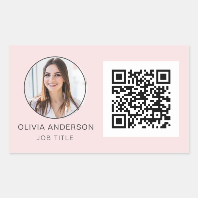Sticker Rectangulaire QR Code Professional Photo Blush Pink (Devant)