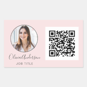 Sticker Rectangulaire QR Code Professional Photo Blush Rose Or