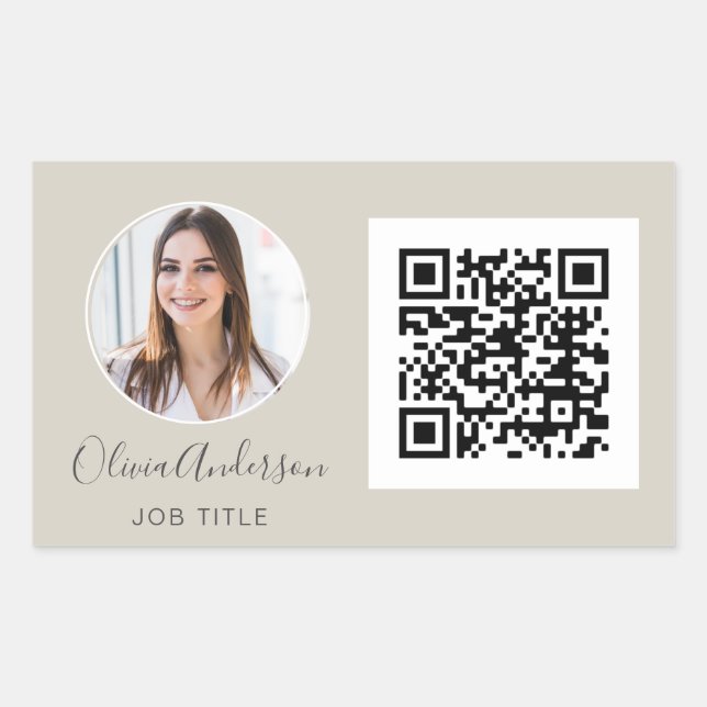 Sticker Rectangulaire QR Code Professional Photo Carte de visite moderne (Devant)