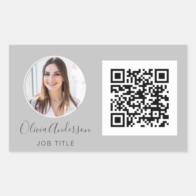 Sticker Rectangulaire QR Code Professional Photo Grey Carte de visite (Devant)