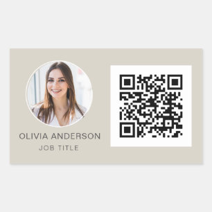 Sticker Rectangulaire QR Code Professional Photo Tan Carte de visite