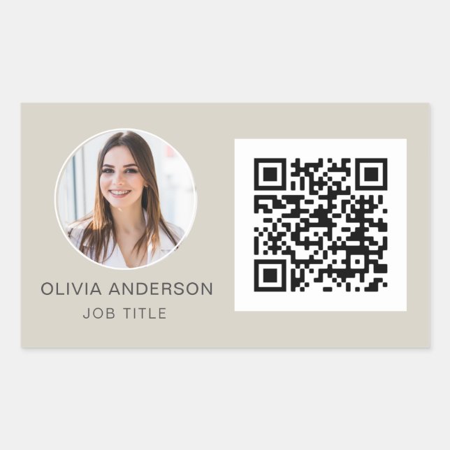 Sticker Rectangulaire QR Code Professional Photo Tan Carte de visite (Devant)