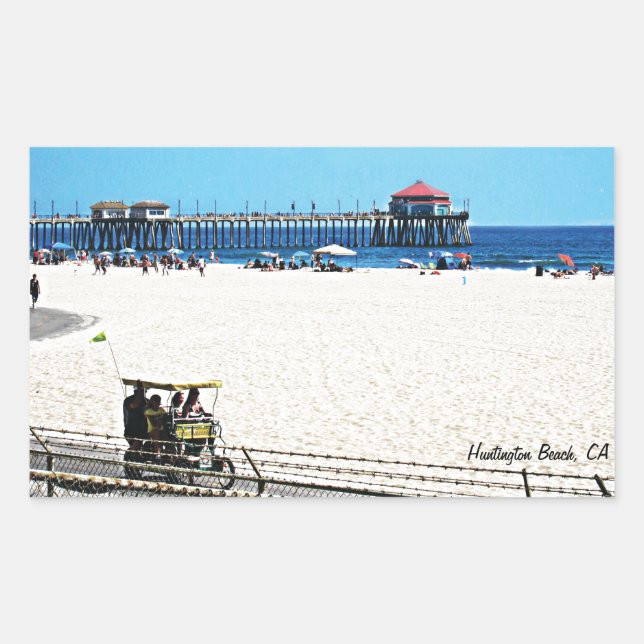 Sticker Rectangulaire Quai Huntington Beach (Devant)