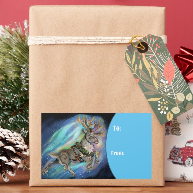 Sticker Rectangulaire Quand Reindeer vole (vacances)