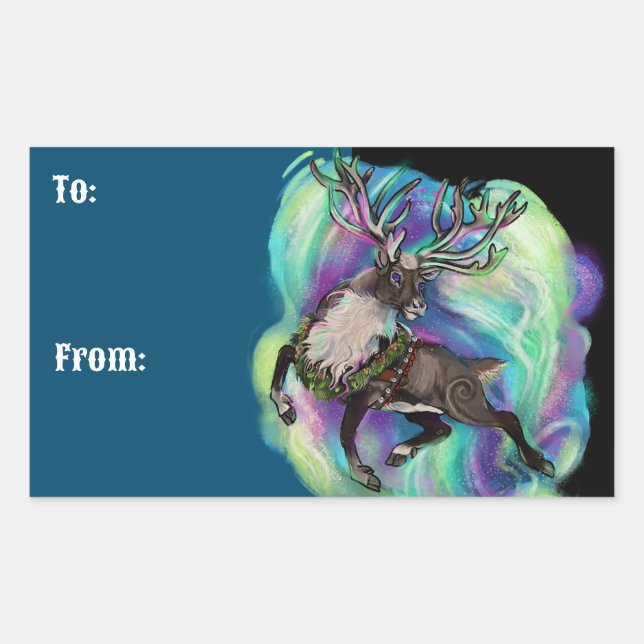 Sticker Rectangulaire Quand Reindeer vole (Devant)