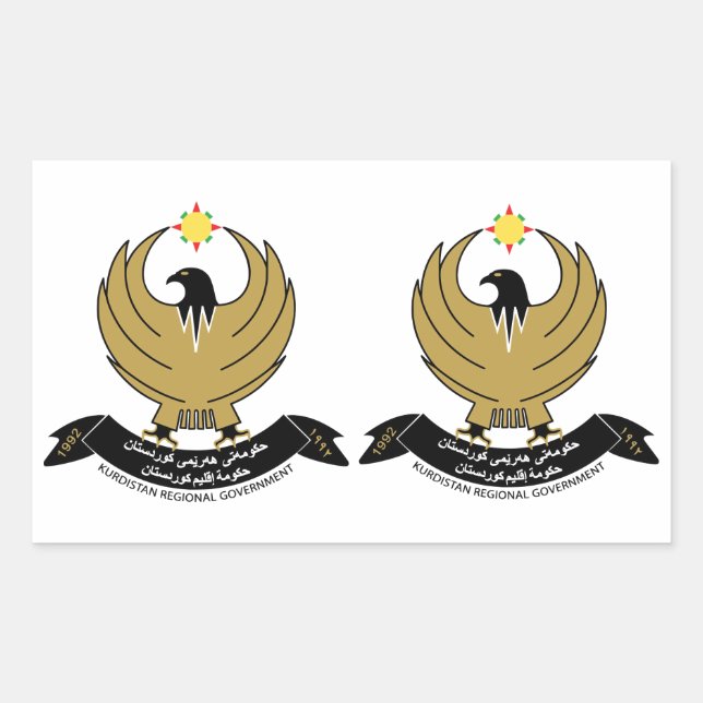 Sticker Rectangulaire QUATRE armoiries du Kurdistan (Devant)