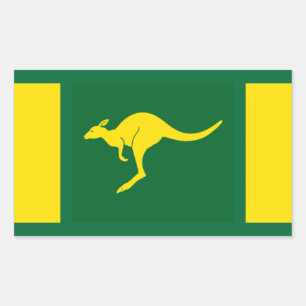 Sticker Rectangulaire QUATRE couleurs australiennes Kangaroo