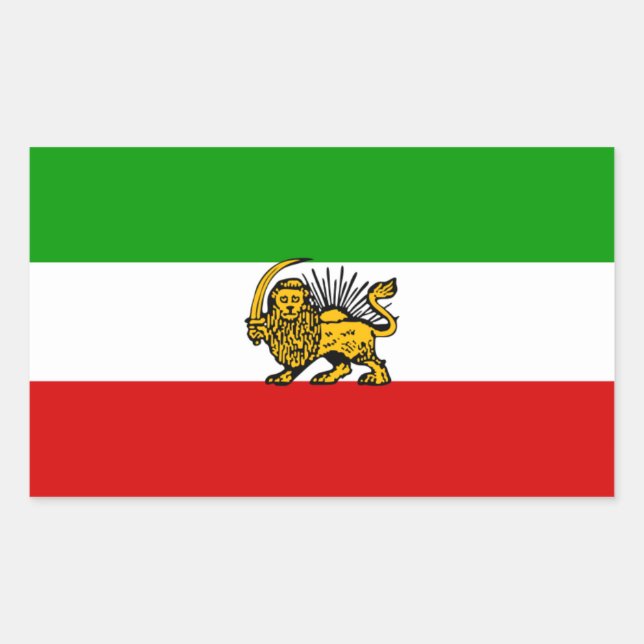Sticker Rectangulaire QUATRE Drapeau Lion et Soleil Iran (Devant)