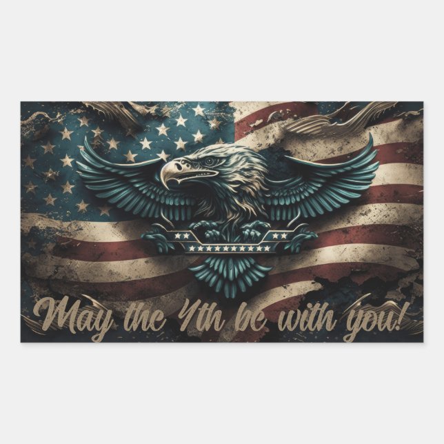 Sticker Rectangulaire Que le 4 mai soit avec toi Aigle (Devant)