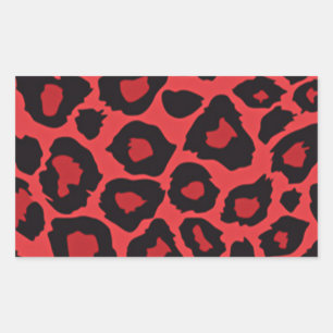 Sticker Rectangulaire RAB Rockabilly Empreinte de léopard Rouge Noir