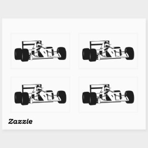 Sticker Rectangulaire Race Car Silhouette noir et blanc