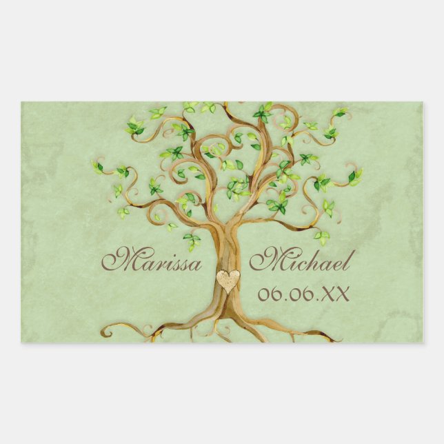 Sticker Rectangulaire Racines de l'arbre à spirales - Mariage de jonctio (Devant)