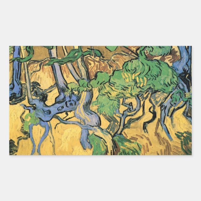 Sticker Rectangulaire Racines et troncs d'arbres par Vincent van Gogh (Devant)