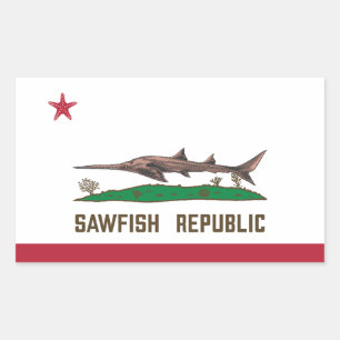 Sticker Rectangulaire Raie de la scie Raie Drapeau Carpenter Requin