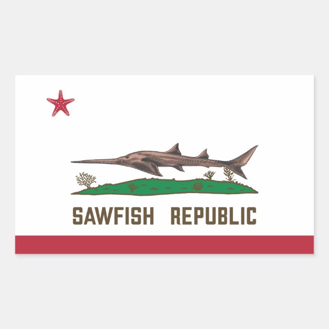 Sticker Rectangulaire Raie de la scie Raie Drapeau Carpenter Requin (Devant)