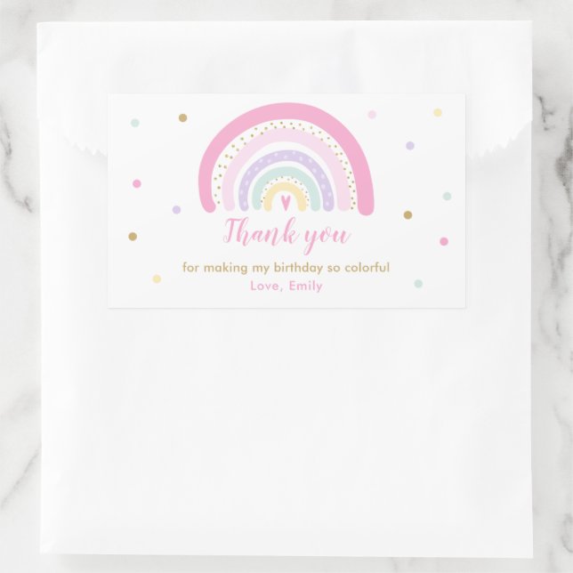 Sticker Rectangulaire Rainbow Baby shower Pastel Favor (Sac)