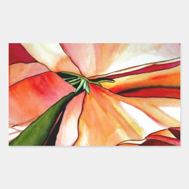 Sticker Rectangulaire Rainbow Begonia flower watercolour original (Devant)