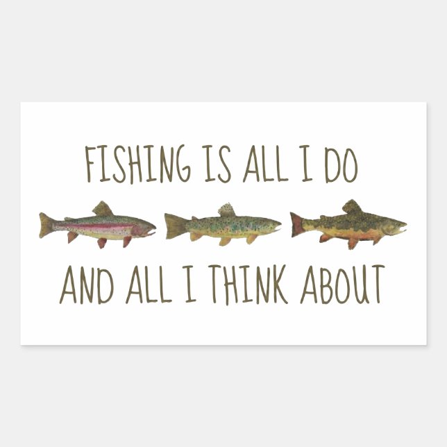 Sticker Rectangulaire Rainbow Brown Brook Trout Fishing Quote (Devant)