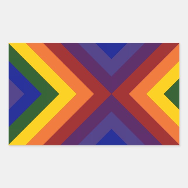 Sticker Rectangulaire Rainbow Chevrons (Devant)