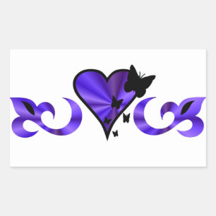Sticker Rectangulaire Rainbow Lily Heart et Butterfly