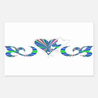 Sticker Rectangulaire Rainbow Lily Heart et Butterfly