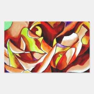 Sticker Rectangulaire Rainbow Sunset Rose watercolor original