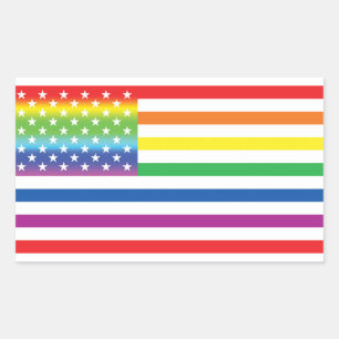Sticker Rectangulaire Rainbow US Flag LGBT Pride