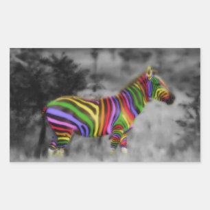 Sticker Rectangulaire Rainbow Zebra