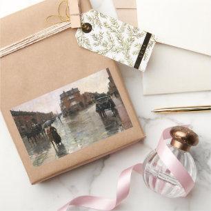 Sticker Rectangulaire Rainy Day, Boston par Frederick Childe Hassam