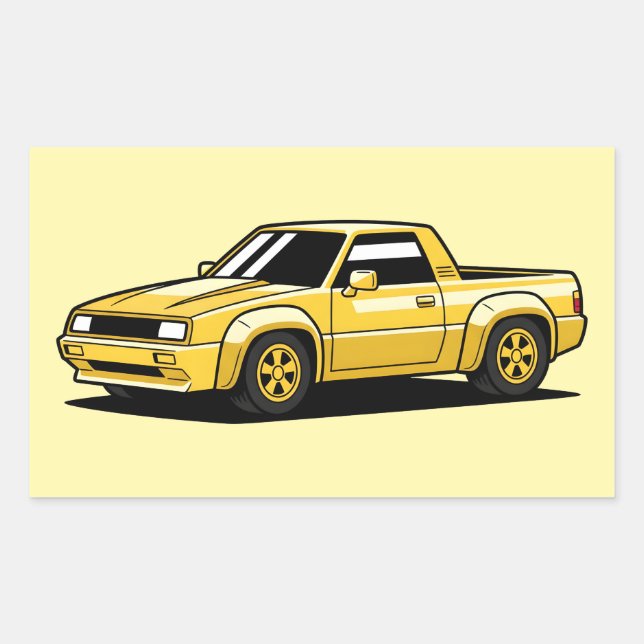Sticker Rectangulaire Ramassé Pick-Up Toon Jaune (Devant)
