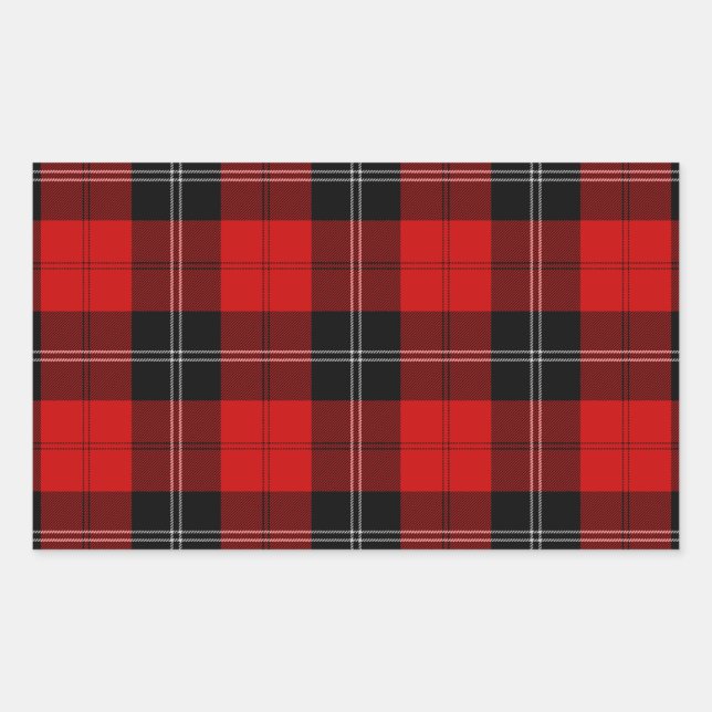 Sticker Rectangulaire Ramsay tartan rouge noir plaid (Devant)